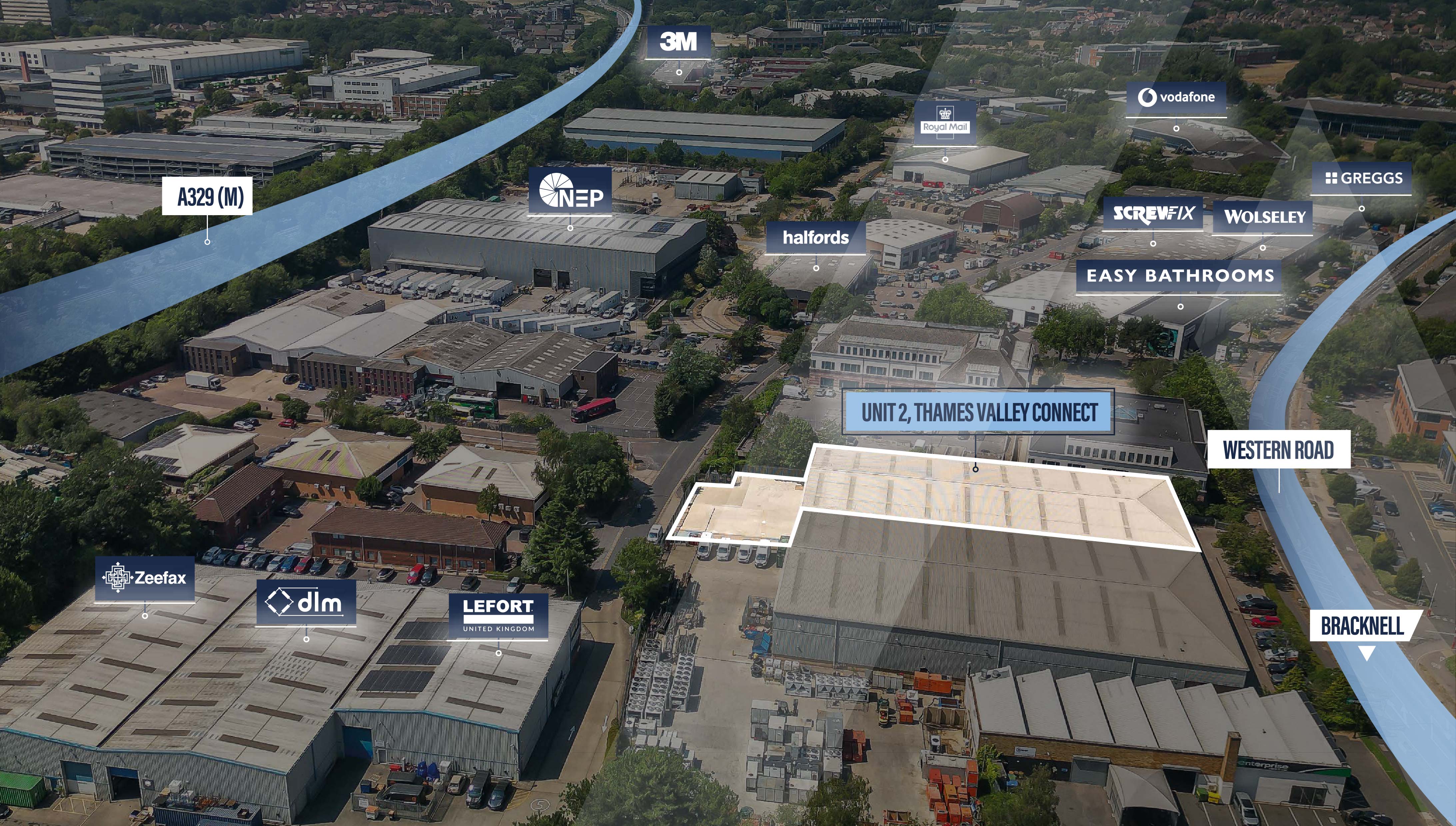 Aerial overview of the estate location